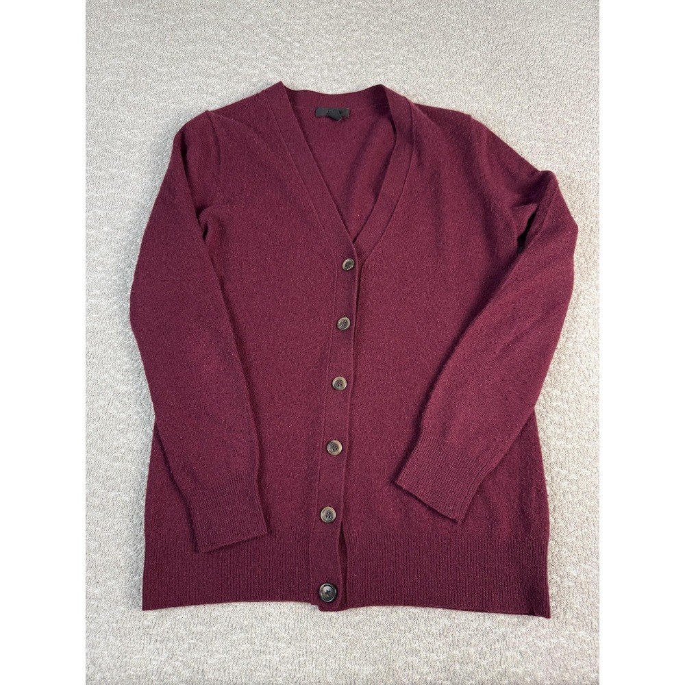 J.Crew Cardigan Sweater Womens Small Red Wool Nylon Cashmere V Neck Button Front